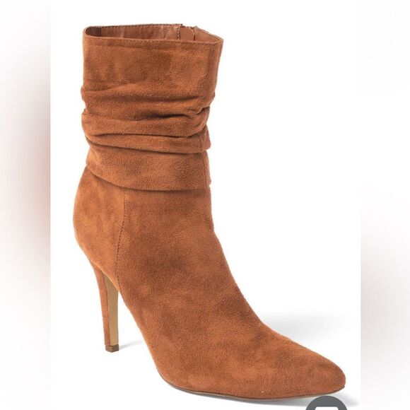 Slouchy Pointed Toe Booties Cognac 7.5 - Picture 4 of 7